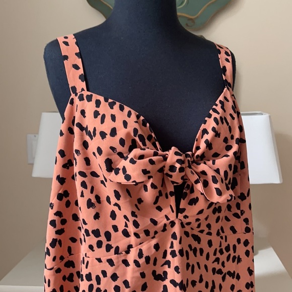 Hailey & Co. Animal Print Sleeveless Dress Sz 3X Orange Tan Tie Bodice - Picture 4 of 12